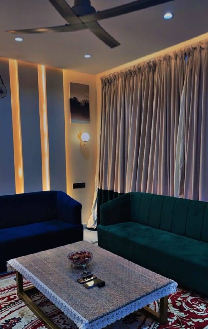 Lounge seating in soft evening light