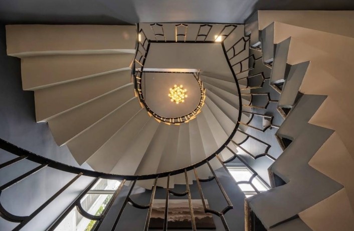 Spiral staircase inside the villa